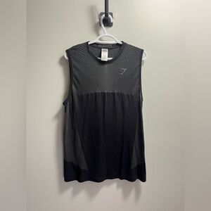 Gymshark Gray and Black Sleeveless Muscle Tee